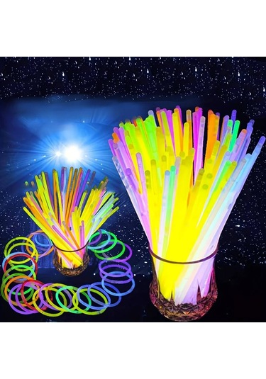 300 Pcs Neon Stick Glow Stick 300 Adet Neon Işık Fosforlu Bileklik Kolye Fosforlu Işık Renkli Glow Gün Işığı