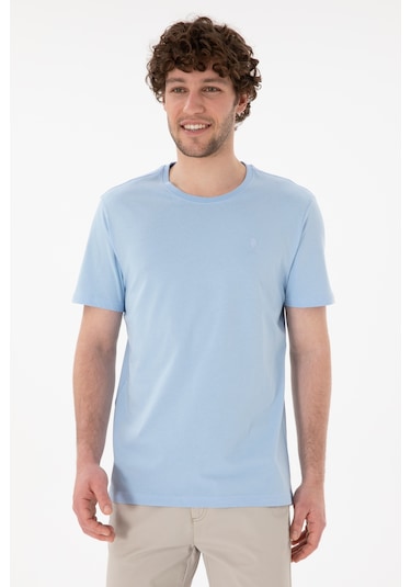 U.S. Polo Assn. Erkek Regular Fit Bisiklet Yaka Mavi Basic Tişört 50305924-VR003