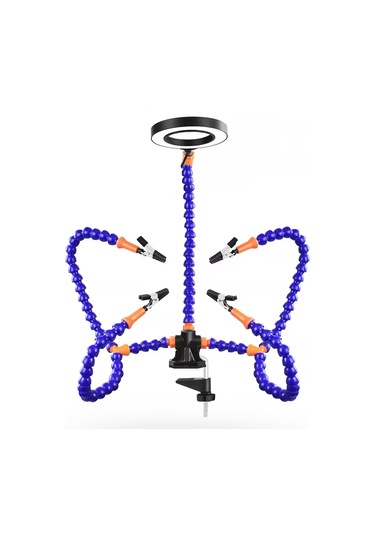 Xurunkeji Lehimleme Üçüncü El Aleti Yardımcı Eller Usb Şarj Edilebilir El Feneri 3x Büyüteç Lehimleme İstasyonu Kaynak Onarım Aleti B