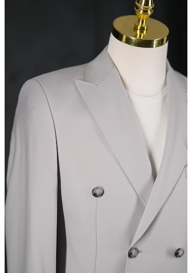 Sir Regular Fit Çift Yırtmaç Astarlı Erkek Kruvaze Tek Ceket 001