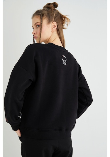 Hello Kitty Lisanslı Baskılı Kalın Oversize Sweatshirt Çok Renkli