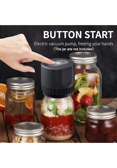 Sones Elektrikli Mason Kavanoz Vakumlama Seti 10 Kavanoz Kapağıyla Gıda Depolama İçin Sızdırmazlık Makinesi
