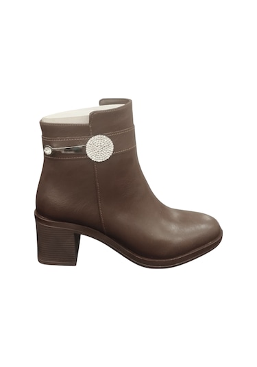 Ventes 9061512z Yandan Fermuarlı 6 Cm Kalın Topuk Günlük Kadın Bot Kahve