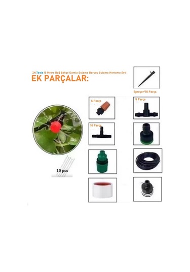 Zhltools 15 Metre Bağ Bahçe Damla Sulama Borusu Sulama Hortumu Seti