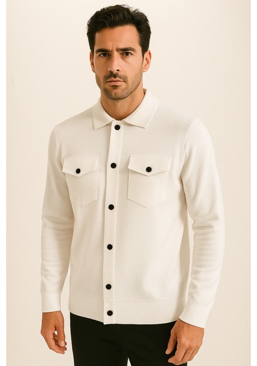 Erkek Triko Gömlek Beyaz 3764 Beyaz