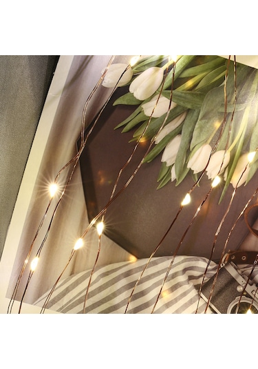 Xindoker "100 Led'li 10 Metre Usb Fotoğraf Klipsli Işık Şeridi - 50 Klipsli Dekoratif Aydınlatma" Beyaz