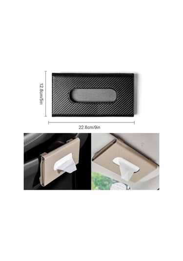 Seametal Araba Doku Kutusu Karbon Fiber Araba Güneşlik Asılı Tutucu Saklama Kutusu Siyah