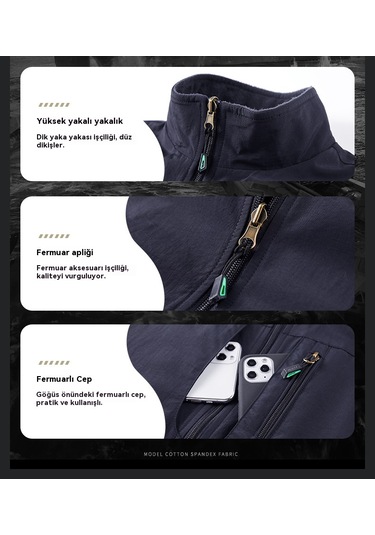 Erkek Polar Astarlı Yelek, Açık Hava İş Giyim, Çok Cepli Yelek, Omuz Koruyucu, Sıcak Kolsuz Ceket Yeşil