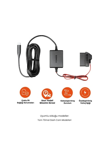 Obd-ıı Park Gözetim Kablosu Tüm Type-c Kameralar İle Uyumlu
