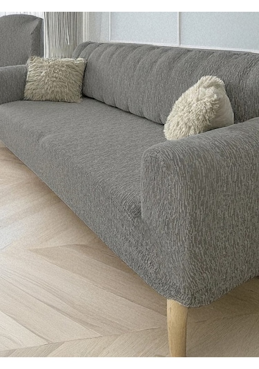 StarMall Jakarlı Ağaç Koltuk Örtüsü, Kanepe Örtüsü, Chester Örtüsü 3311 Takım Kuyu Gri