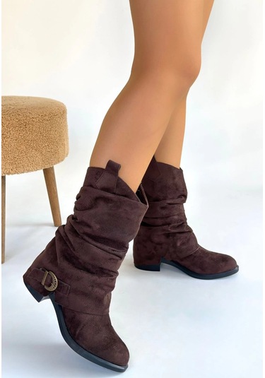 Biçomi Canty Kahverengi Süet Körüklü Topuklu Çizme Çok Renkli