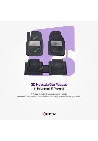 Tüm Araçlara Uyumlu Esnek Kokusuz 3d Havuzlu Paspas Krom