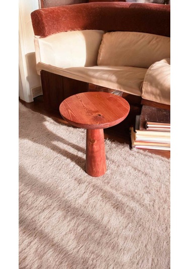 Şık Tasarımlı Masif Ahşap Mantar Sehpa Doğal Maun Tekli