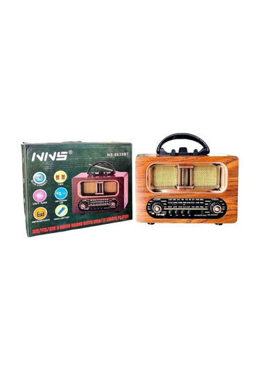 Ns-6635 Büyük Boy Retro, Nostaljik, Ahşap Tasarım Bluetooth Hoparlörlü, Şarjlı, Taşınabilir Fm/am Destekli Radyo -449