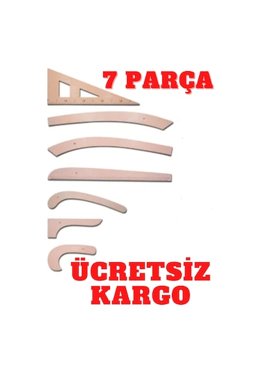 7 Parça Terzi-Modelist-Tekstil Plastik Cetvel Riga Gönye Takımı N11.5