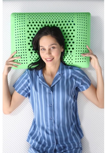 Air Terapi Hava Kanallı Ortopedik Yastık Visco Yastık Yeşil 60x40x16cm Yeşil