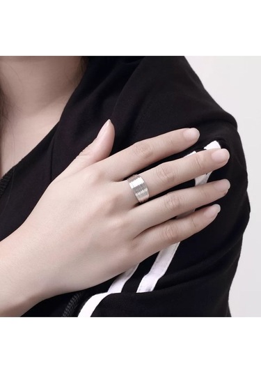 925 Ayar Gümüş Ayarlanabilir Minimalist Çok Katmanlı Yüzük