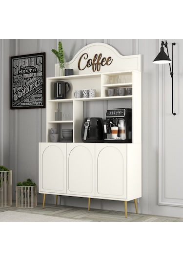 Lyon Kahve Köşesi 120cm - Krem / Altın