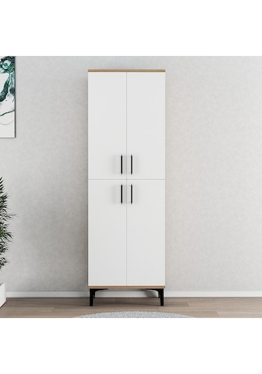 Ferniso Mobilya 4 Kapak 6 Bölmeli Ayakkabılık Ud-beyaz Beyaz