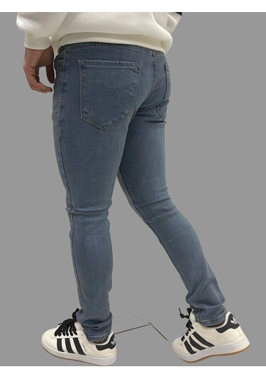 Erkek Dar Paça Tırtıklı Newone Skyblue Kot Pantolon Gök Mavisi