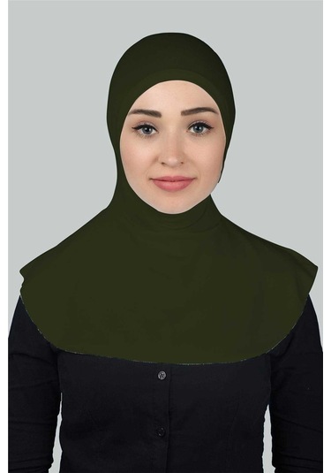 Kadın Tesettür Pratik Boyunluklu Hijab - Sporcu Bone Haki