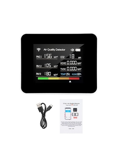 Ebitda Tuya Wi-fi Hava Kalitesi Ölçer 13'ü 1 Arada Beyaz Beyaz