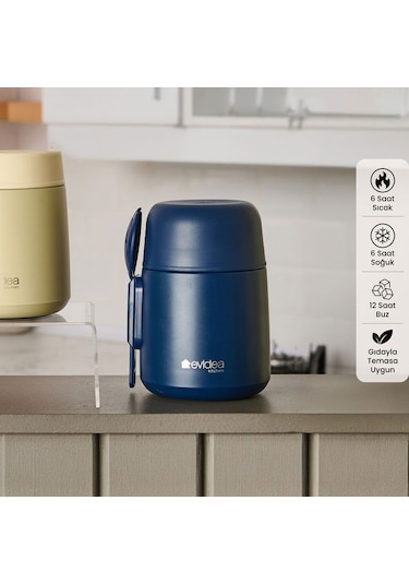 Evidea Kitchen Yemek Termosu - Lacivert - 500 Ml Lacivert