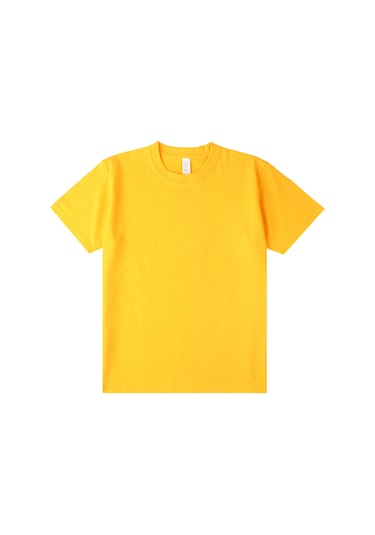 Yeni Japon Ağır Sıklet Düz Renkli Pamuklu Kısa Kollu Sarı Sarı