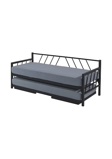 Bedliga Glory Yavrulu Daybed Tek-Çift Kişilik Metal Karyola Siyah