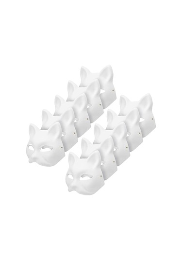 Boyanabilir 10 Adet Kedi Maskesi, Hayvan Kostümü Maskeleri, Maskeli Balo İçin Beyaz Yarım Maskeler, Çocuklar İçin Cosplay Maskeleri, Kostüm Partisi Hediyeleri