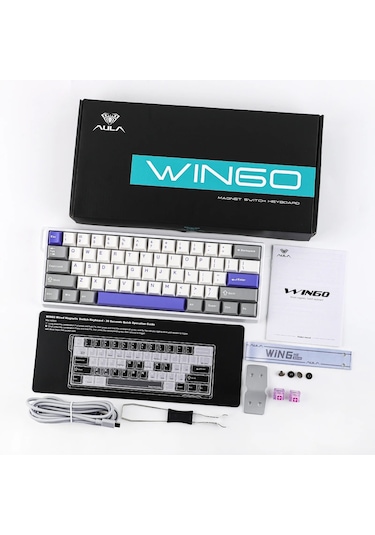 Aula Win60 He Max Manyetik Klavye Rapid Trigger Graywood Swtich 8000hz Rgb Tkl Hot Swap Oyuncu Klavyesi Mavi