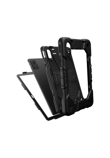 Tablet Kılıfı Lenovo Tab M11 Tb330fu 331fc/ K11/ Xiaoxin Pad 11 2024 Pc + Kickstand İle Silikon Darbeye Dayanıklı Koruyucu Kapak - Siyah Kapaklı Kılıf