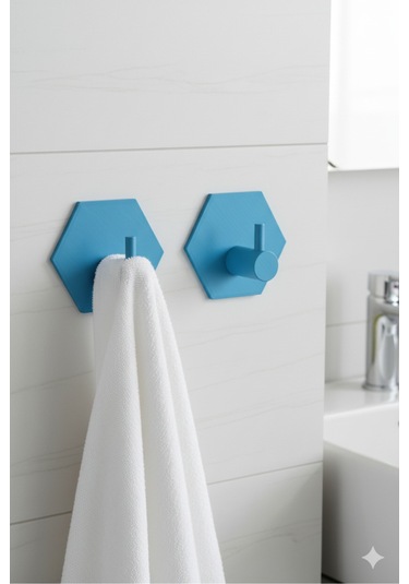 2 Li Askılık Kapı Arkası, Duvara Monte, Dayanıklı Malzeme, Mavi 110 Mavi