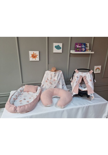 5'li Babynest Seti - Pike Kumaş Güneş Pudra Kombini