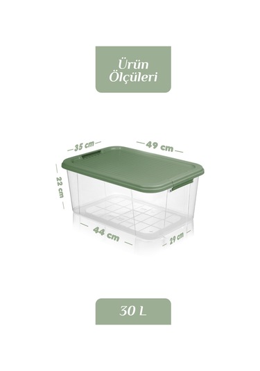 2'li 30l Multibox Saklama Kabı Kilitli Kapaklı Çok Amaçlı Düzenleyici Kiler Depolama Saklama Kutusu Yeşil