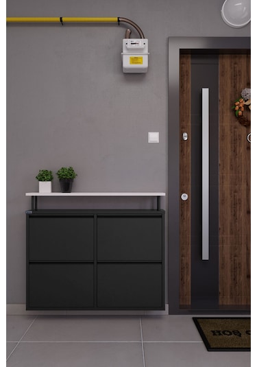 Ceha Tablalı 4'lü Metal Ayakkabılık - Siyah K.AYK-2.4 /B/P 9005