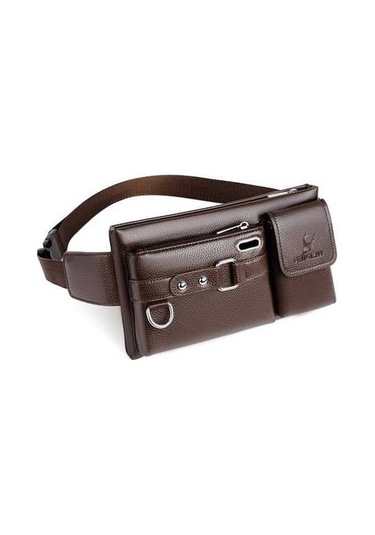 Maoyaya Erkek Ahududu Desenli Cilt Korsan Çanta Kahverengi Kahverengi