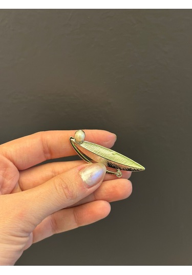 5 x 2 CM Çelik Yaprak Broş Yaka İğnesi Giyim Aksesuarı Altın