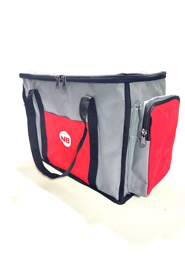 Newbag Yandan Cep Yalıtımlı Soğutucu El Askılı Kamp Çanta-gri Krm Gri - Kırmızı