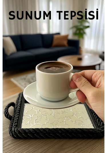 Sert Plastik Dikdörtgen Sunum Tepsisi, Dayanıklı Ve Şık Servis Çözümü Siyah