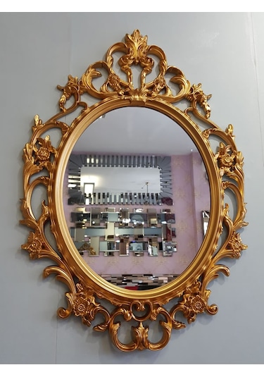 Ayna Denizi Vintage Taç Model Altın Renk Dekoratif  Ayna Altın
