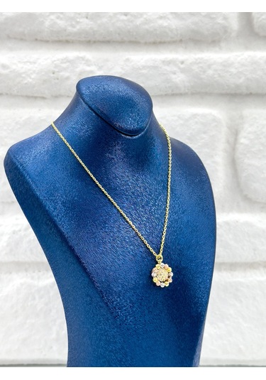 Üç Renkli Dorika Kadın Gümüş Set Takımı - Kolye Seti Gümüş