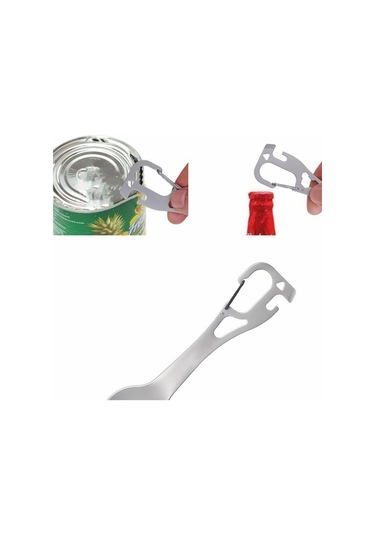 Dıy058 2'si 1 Arada Kaşık Çatal 420 Paslanmaz Çelik Açık Kamp Çatal Bıçak Şişe Açacağı Aracı 001