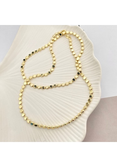 Dorika Kolye Ezme Topcuklu Kadın Kolye Kararmaz Xuping 50cm 14 Ayar Gold
