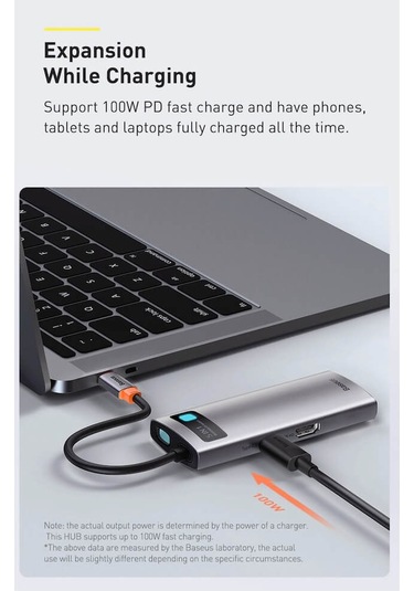 Baseus Metal Gleam 5in1 Multifonksiyonel Type-C Hub Dock Station