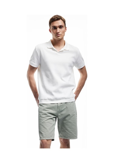 Koton Normal Bel Pamuklu Cep Detaylı Bermuda Loose Fit Jean Şort Haki 5sam40121nd Haki