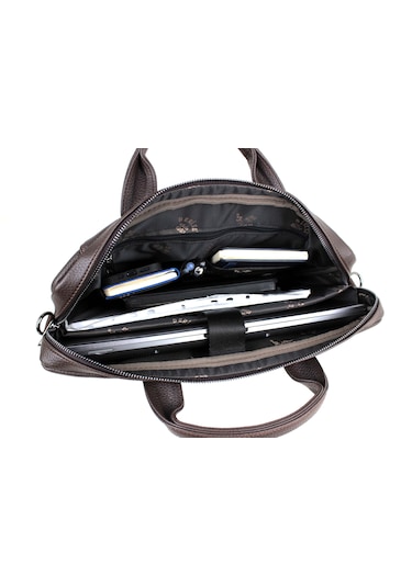 Kahverengi Evrak Ve Laptop Çantası 15,6 İnç Unisex Kahverengi