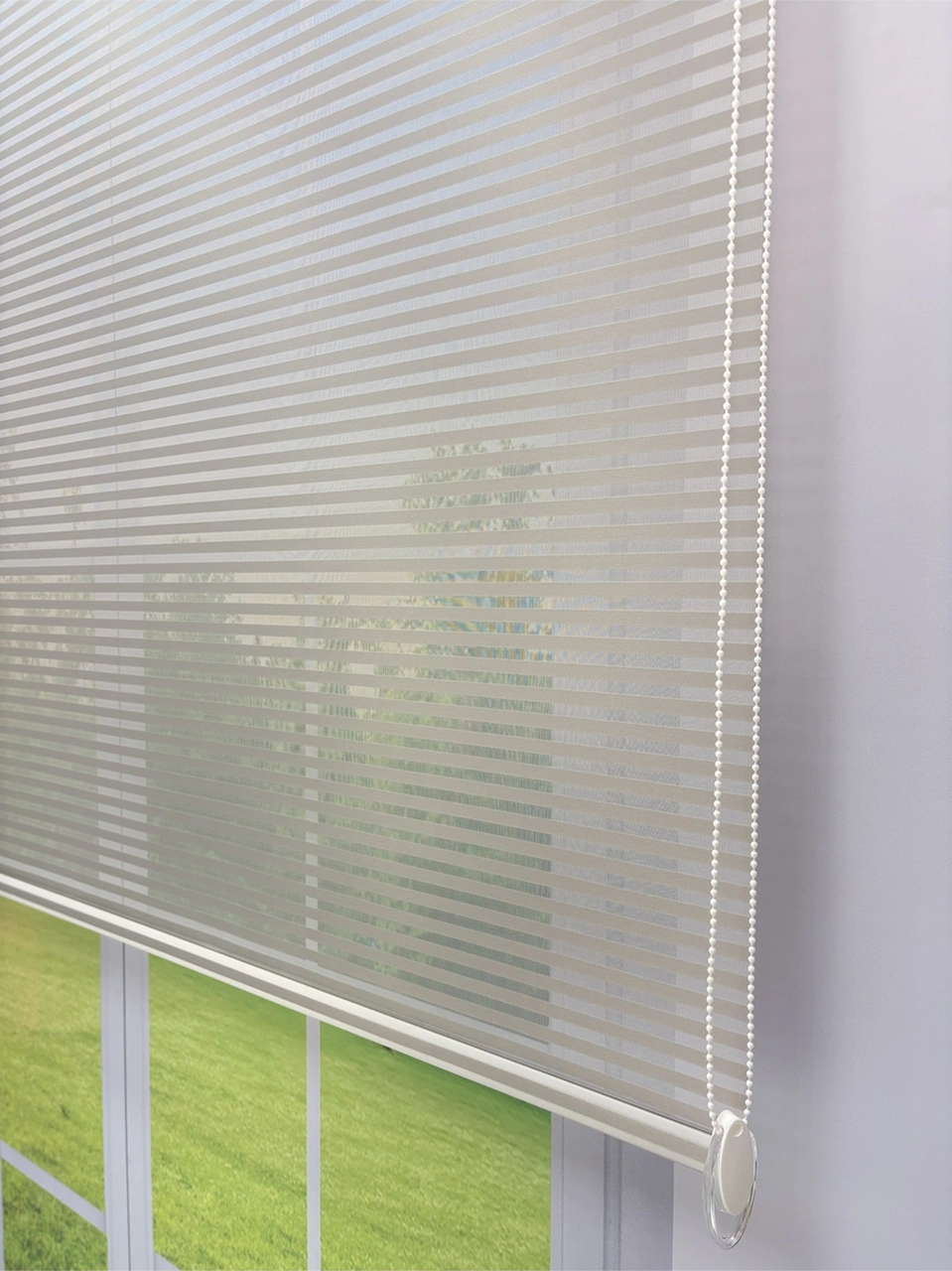 Luna Serisi Açık Gri Tül Pembe Stor Perde Işık Kontrollü, Çift Mekanizmalı, Kolay Montaj Pembe