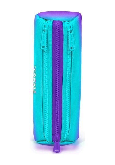 Coral High Kids Turkuaz Mor Renk Geçişli Üç Bölmeli Kalem Çantası 22063