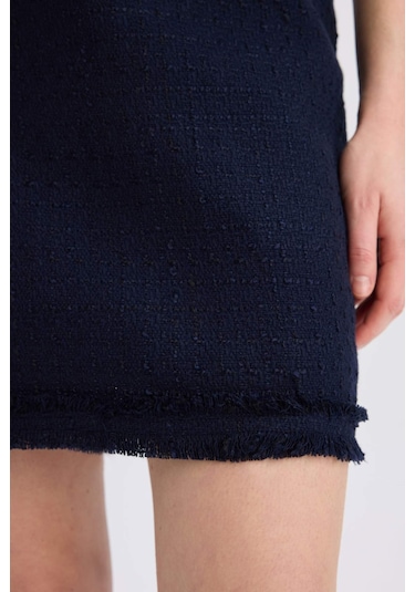 DeFacto 	A Kesim Yüksek Bel Basic Düz Tweed Mini Etek D2870AX25SPNV28 Lacivert